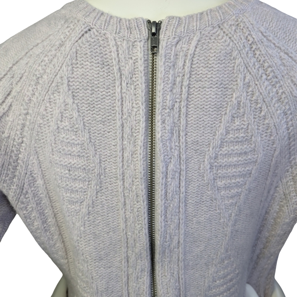 Madewell Merino Wool Cable Knit Sweater Back Zip Palisade Medium - Picture 6 of 9
